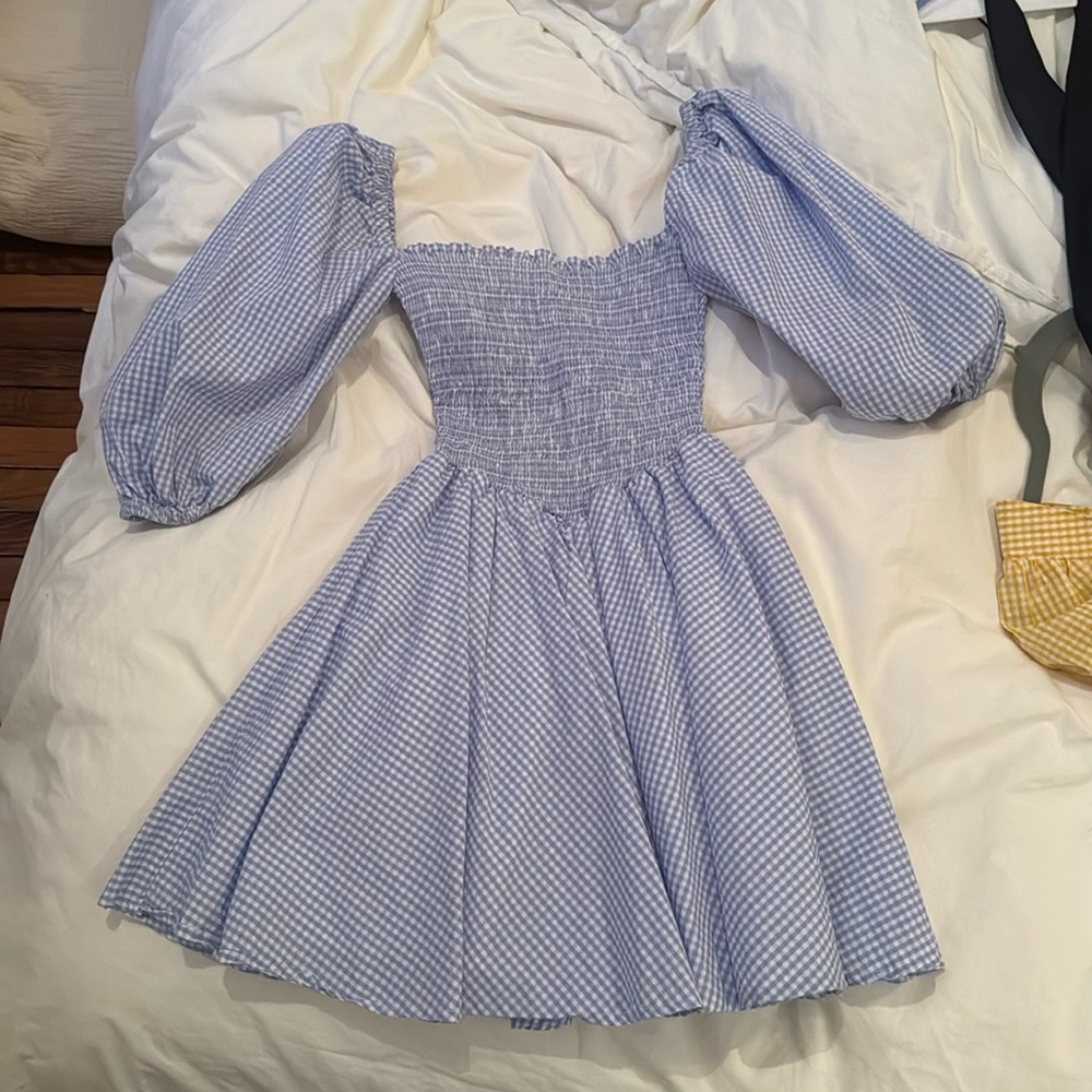 La Semaine Paris Yvette dress blue and white checkered size 36 / US small